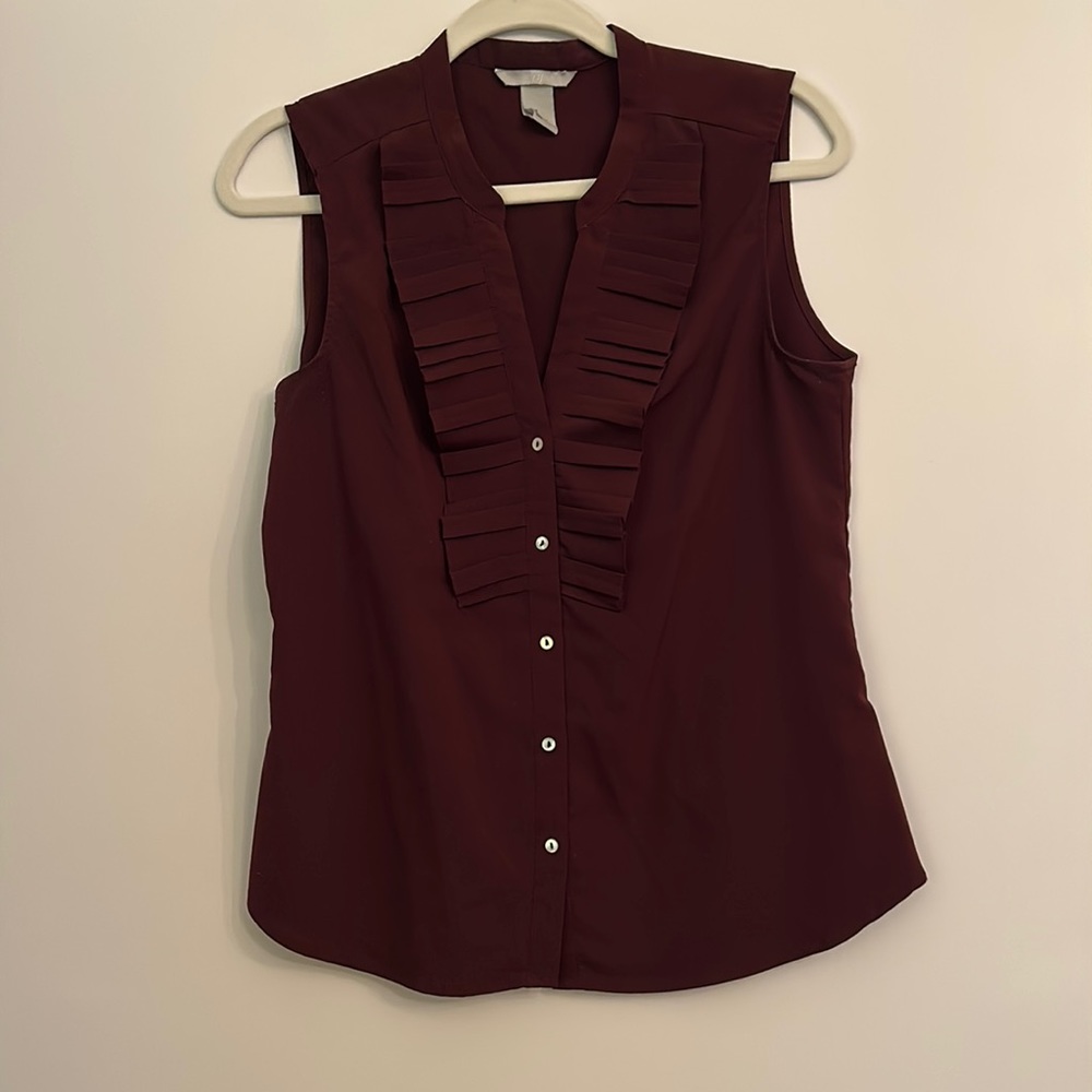 H&M Dark Purple Ruffled Blouse